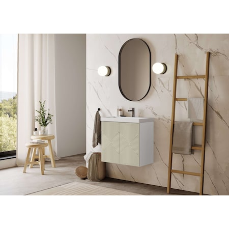 Vanity With Inset Sink, White Base With Coffee Mat Quartet 24in Doors
